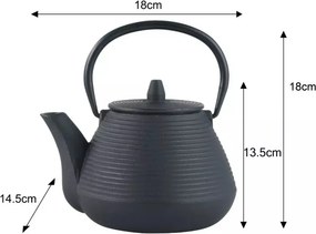 La mâna a doua: Ceainic din fonta cu 2 cani Kinghoff KH 1846, 1 L, Filtru, Inductie, Negru