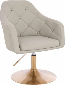 HR831N Scaun Ecru Piele Ecologica Premium Soft cu Bază Aurie