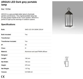 Lampa LED touch portabila iluminat exterior decorativ IP54 ARGUS
