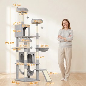 PawHut Arbore pentru Pisici cu Stinghie și Căsuță 48x48x192 cm Bej și Galben | Aosom Romania