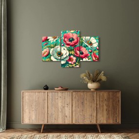 Tablou - Flori pe fundal albastru (90x60 cm)