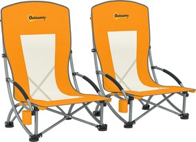 Outsunny Set de 2 scaune de plajă pliabile scaune de camping pliante ușoare sac de transport suport pentru pahare 70 x 58 x 79 cm portocaliu | Aosom Romania