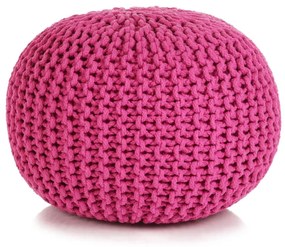 Puf tricotat manual, bumbac, 50 x 35 cm, roz Roz