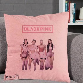 Perna Personalizata K-pop BLACKPINK Fotografie Grup Tinute Roz, 40x40 cm, Roz, Husa Detasabila, Perna Inclusa, BEKZ®