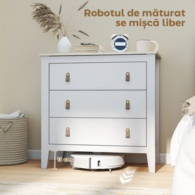 HOMCOM Comodă cu 3 Sertare și Mânere din Piele Ecologică Albă | Aosom Romania