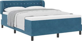 vidaXL Pat cu arcuri cu saltea Albastru închis 140 x 200 cm Catifea