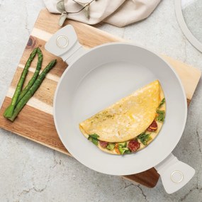 Cratiță cu capac 28 cm, 3.8L – Berlinger Haus Sahara Collection BH 8068, crem, antiaderentă, pentru rețete rapide și sănătoase