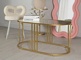 Măsuță de cafea albă-aurie cu blat din sticlă 50x90 cm Antalia – Mauro Ferretti