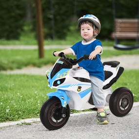HOMCOM Motocicletă pentru Copii 18-36 Luni cu 3 Roți, Muzică și Faruri, 74x39x48 cm, Albastru Deschis | Aosom Romania