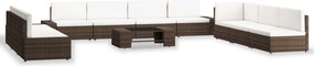 vidaXL Set mobilier de grădină, 10 piese, maro, poliratan