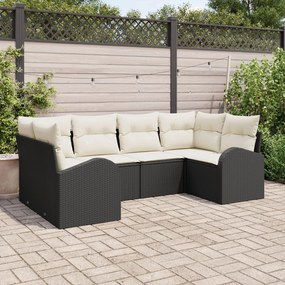 vidaXL Set 6 Piese Canapea Grădină cu Perne Negru Ratan Sintetic