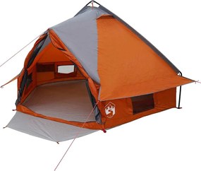 vidaXL Cort Teepee pentru 4 persoane cu acoperiș Gri și Portocalie