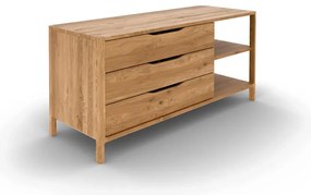 Comodă în culoare naturală joasă din lemn de stejar 140x64 cm Twig – The Beds