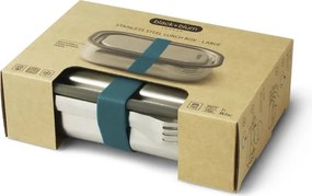 Cutie pentru pranz Black+Blum BAM-SS-L005, 1 l, Dreptunghiulara, Potrivita pentru cuptor, Fara BPA, Otel inoxidabil, Inox/Albastru