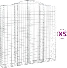 vidaXL Coșuri gabion arcuite 5 buc. 200x30x200/220 cm fier galvanizat