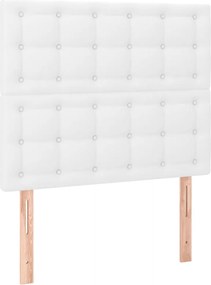 vidaXL Tăblie de pat albă 100x5x118/128 cm piele ecologică