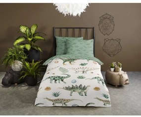 Lenjerie de pat pentru copii verde-bej din bumbac pentru pătuț 100x135 cm Gabi – Good Morning