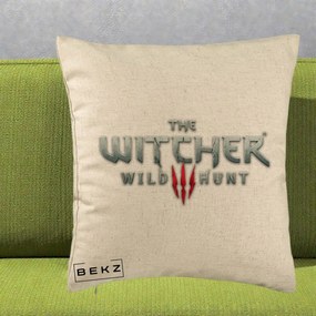 Perna Personalizata The Witcher 3 Wild Hunt, 40x40 cm, Bej, Husa Detasabila, Perna Inclusa, BEKZ®