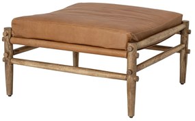 Taburet din piele de bivol și lemn de mango, natur, L84 cm, Aysia