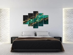 Tablou - Marmorat, petrol-auriu (150x105 cm)