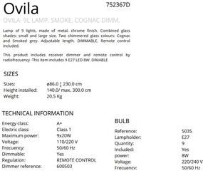 Lustra casa scarii cu 9 pendule, dimabila cu telecomanda Ovila SV-752367D