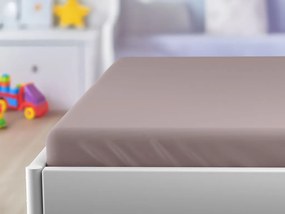 Cearceaf jersey pentru patut copii maro deschis 70 x 140 cm