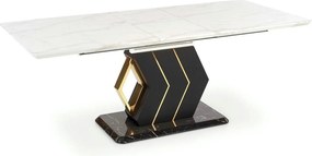 Masa extensibila VINCENZO, alb/negru/auriu, 160/200x90x77 cm