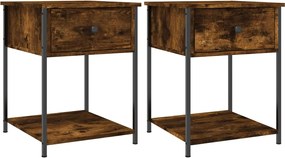 vidaXL Noptieră, 2 buc., stejar fumuriu, 44x45x58 cm, lemn prelucrat