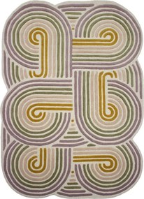 Covor verde țesut manual din lână 140x200 cm Spiral Shaped – Flair Rugs