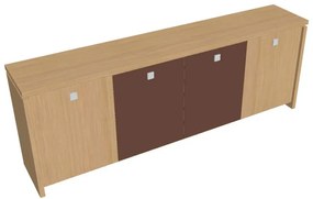 Dulap mic Verno 248 x 46 x 90 cm, uși combinate, stejar deschis / maro