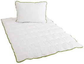 Plapuma matlasata pentru tot anul 140x200 cm cu perna BELLA ALOE VERA 70x90 cm, alba