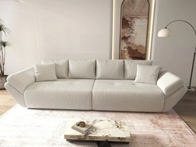 Canapea extensibilă dumonde cu ladă de depozitare si sezut confortabil din spuma high-density, Berlin Zoom Cream 300x100 cm