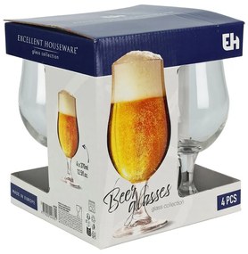 Set 4 pahare, cu picior, pentru bere, 370 ml, Excellent Houseware