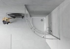 Mexen Rio cabina de duș semicirculară 80 x 80 cm, dungi albe, crom + cadă de duș Flat, albă - 863-080-080-01-20-4110