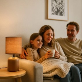 Lampa de masa ceramica si abajur maro Daphni