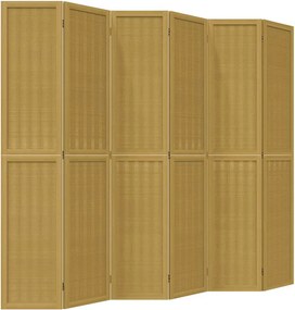 vidaXL Paravan de cameră cu 6 panouri, maro, lemn masiv paulownia