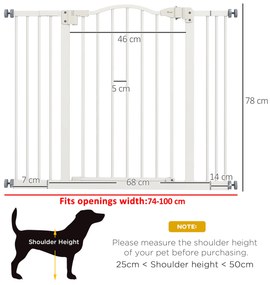 PawHut Poartă Extensibilă pentru Câini fără Șuruburi, Poartă de Siguranță Reglabilă, 94-100x78 cm, Alb | Aosom Romania