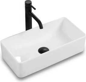 Lavoar pe blat Rea Laura Slim dreptunghiular finisaj alb lucios 46 cm