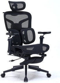 DeluxStar T9 Premium – Scaun ergonomic, cotiere 6D ultra moi, suport lombar adaptiv, spătar reglabil pe inaltime, tetiera 4D, mecanism multifunctional inclinare/blocare, pivotant, Mesh, Negru