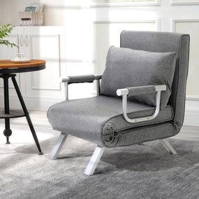HOMCOM Canapea Extensibilă cu Poziție Reglabilă în 5 Niveluri, Canapea pliabilă cu pernă, 65x69x80 cm, Gri | Aosom Romania