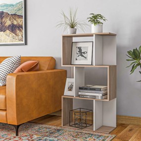 Biblioteca de perete, 3 rafturi, 60x24x111.4cm, alba HOMCOM | Aosom Romania