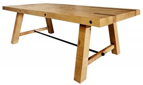 Masa design industrial din lemn de pin Finca 240cm, maro vintage