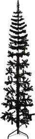 vidaXL Jumătate brad de Crăciun subțire cu suport, negru, 240 cm
