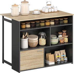 HOMCOM Masă de bar extensibilă cu blat rabatabil, masă înaltă pentru bucătărie, 1 dulap și 4 compartimente deschise, 116x79,6x90,5cm, negru | Aosom Romania