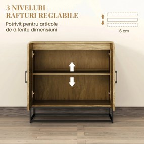 HOMCOM Bufet de Bucătărie cu 2 Nivele și Raft Reglabil, Mobilier din Pal Melaminat și Oțel, 80x40x78 cm, Lemn Natural | Aosom Romania
