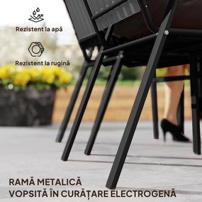 Outsunny Set 4 Scaune de Grădină Stivuibile Scaune de Exterior 56x66x91 cm Negru | Aosom Romania