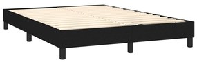 Pat box spring cu saltea, negru, 140x200 cm, textil Negru, 140 x 200 cm, Design simplu