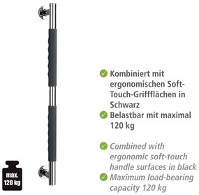 Mâner de siguranță pentru baie de montat pe perete din oțel inoxidabil Secura – Wenko