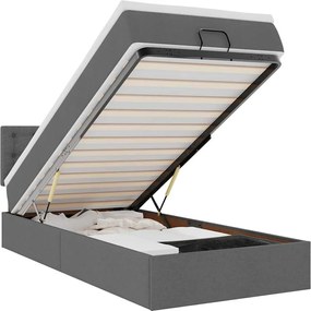 vidaXL Cadru pat otoman cu saltea țesătură gri închis 100x200 cm