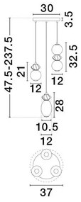 Lustra LED suspendata decorativa ceramica mocha, gri, alb, PALLINA 3L
